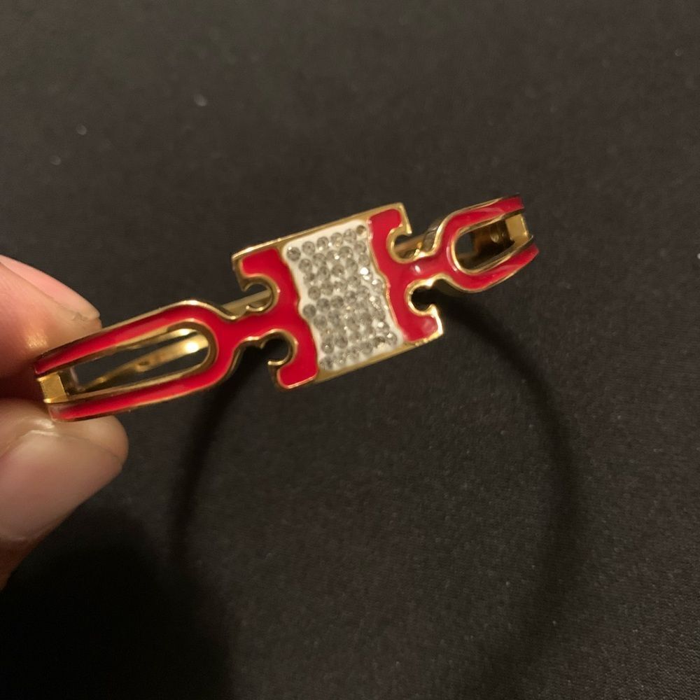 Tory Burch Women’s Bracelet Red Gold faux Diamonds
